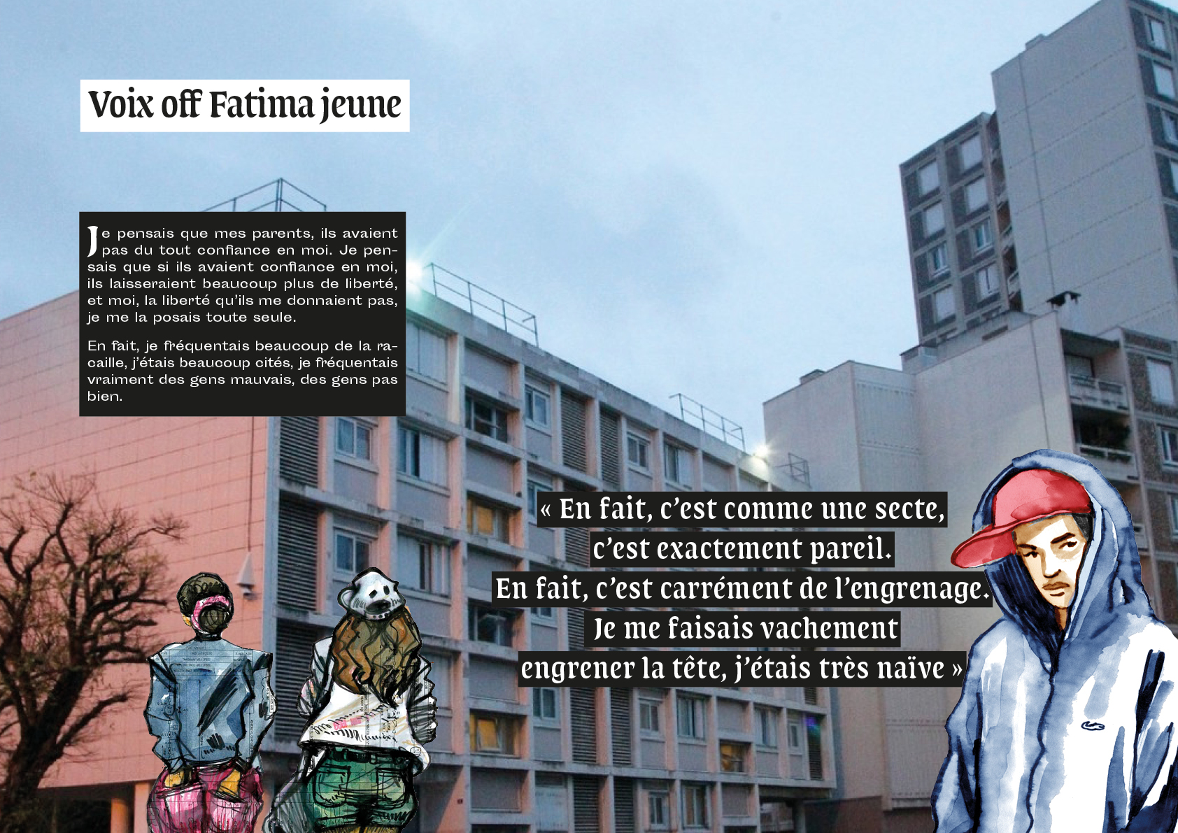 Extrait du film Fatima d'Isabelle Coutant, dessins Damien Roudeau, graphisme Guillaume Lavezzari Extrait du film Fatima d'Isabelle Coutant, dessins Damien Roudeau, graphisme Guillaume Lavezzari