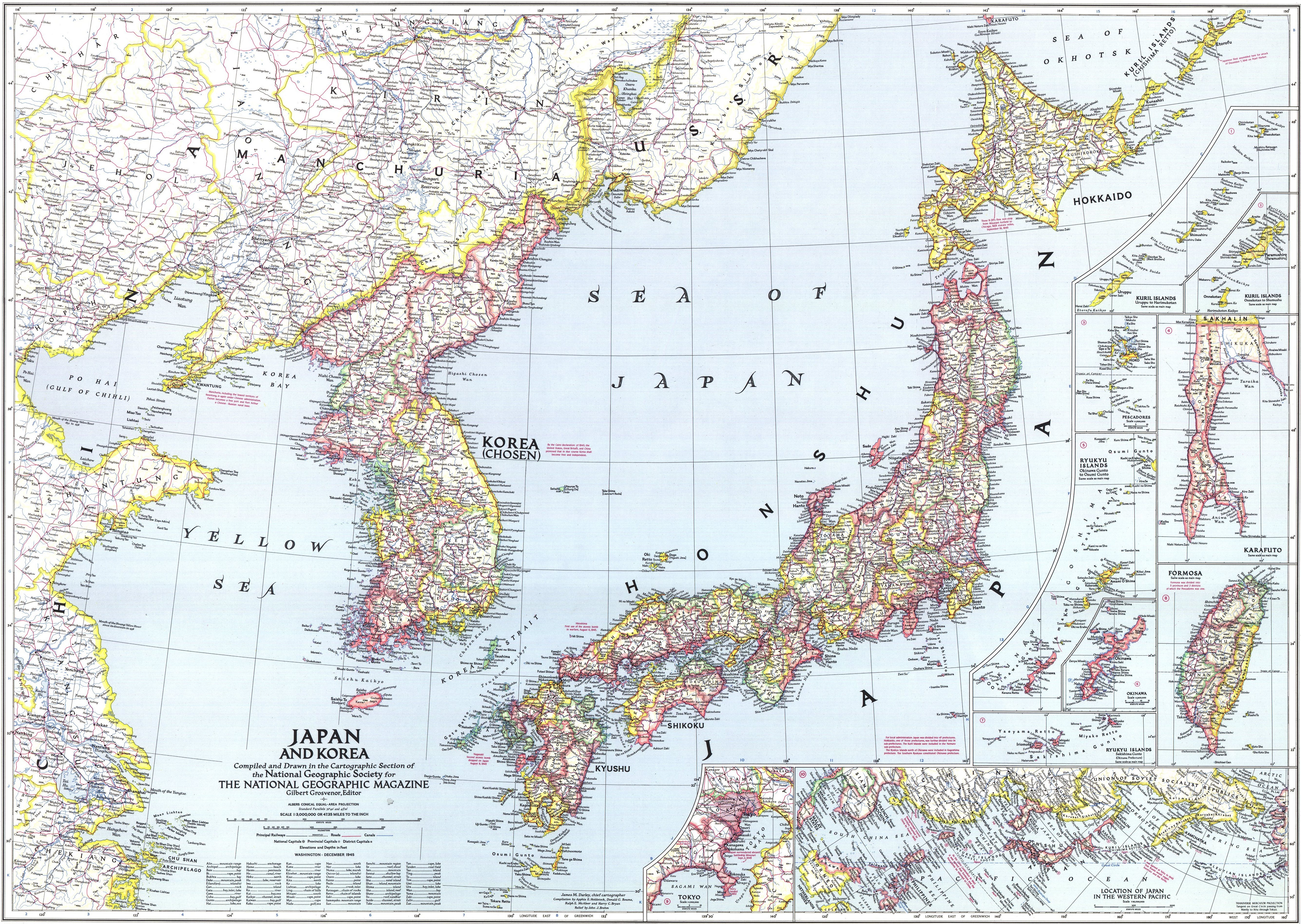 carte de l’Empire du Grand Japon en 1945, dressée par The National Geographic Magazine carte de l’Empire du Grand Japon en 1945, dressée par The National Geographic Magazine
