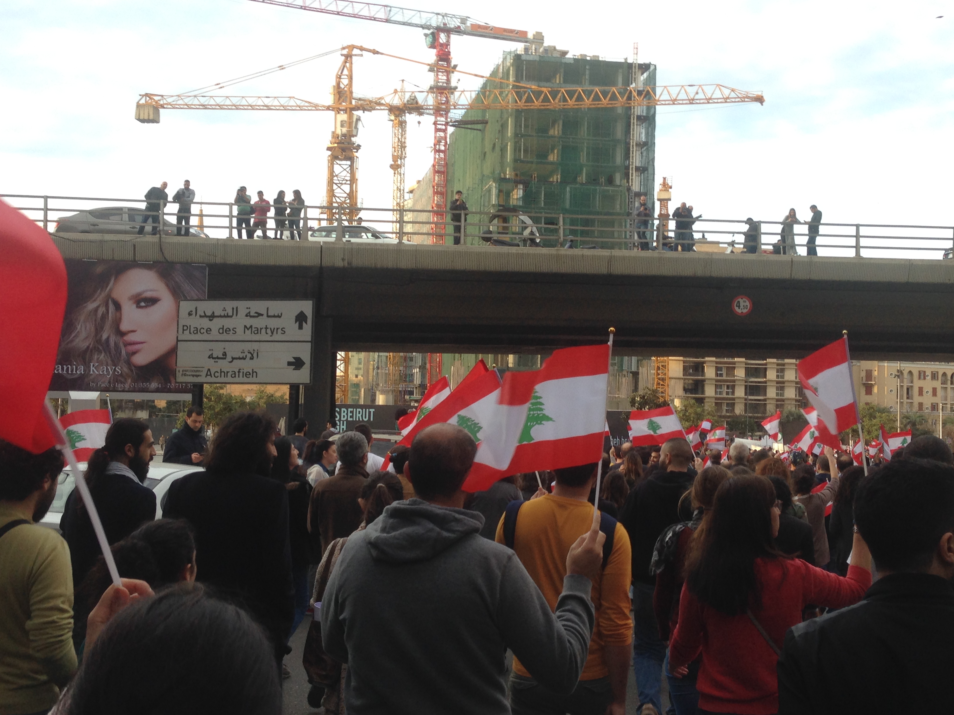 Demonstrators in Beirut streets in 2015