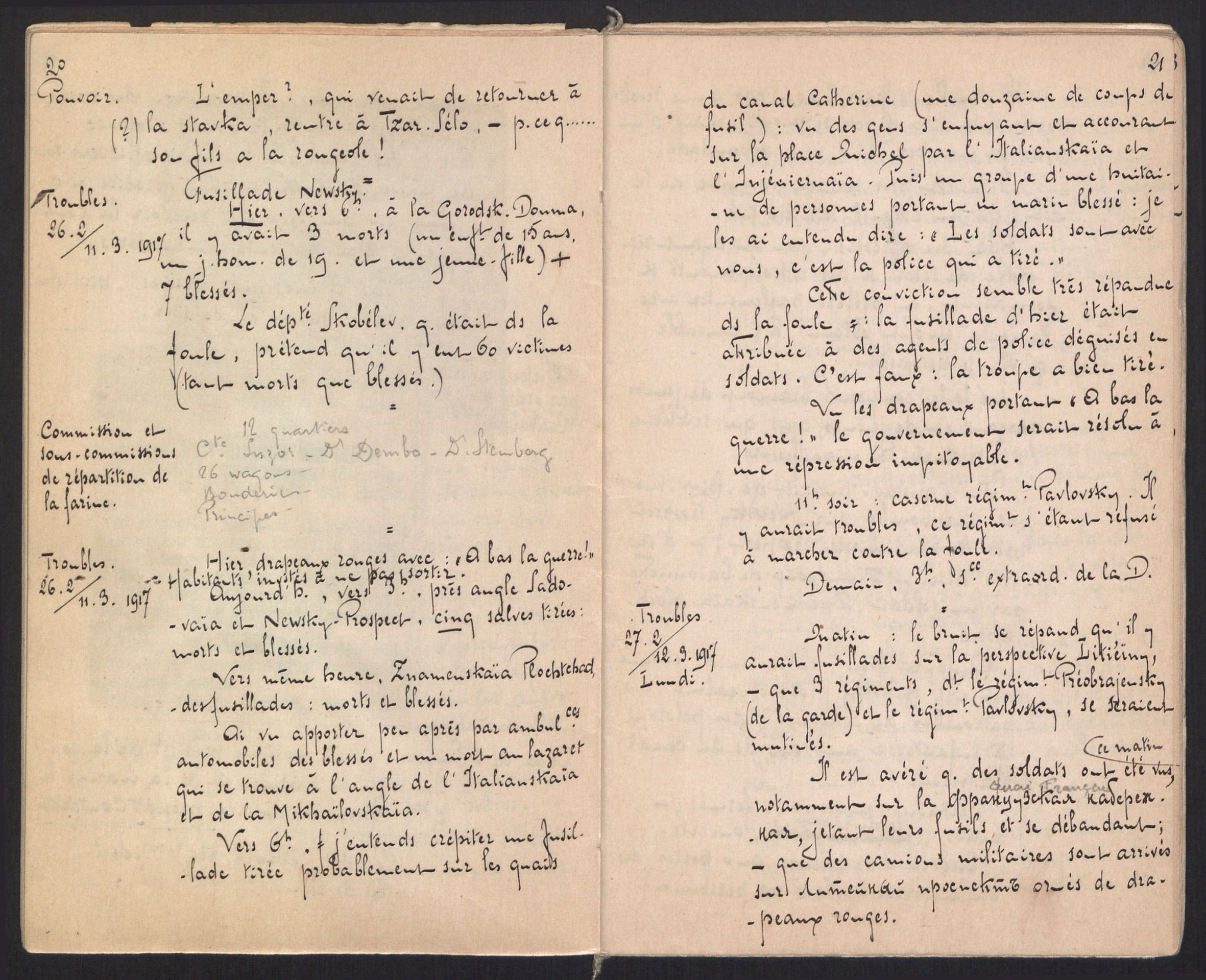 Carnet d’Eugène Petit, extrait daté du 26 février 1917 Carnet d’Eugène Petit, extrait daté du 26 février 1917