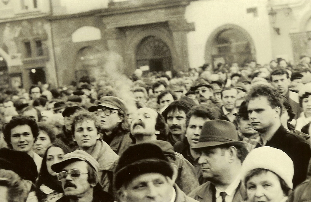 Demonstration on Old Town Square, Prague, 1991 Demonstration on Old Town Square, Prague, 1991