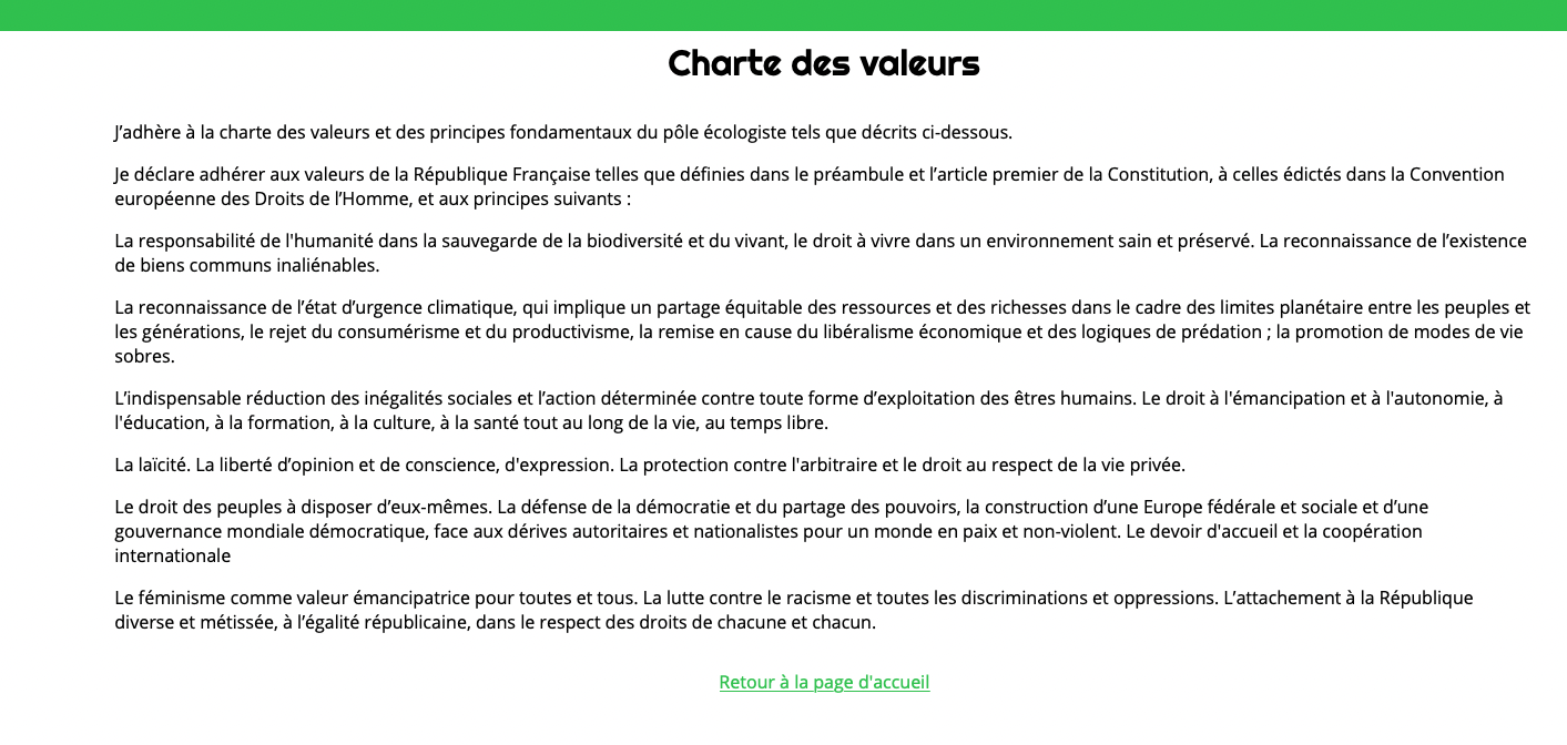 Charte des valeurs Charte des valeurs
