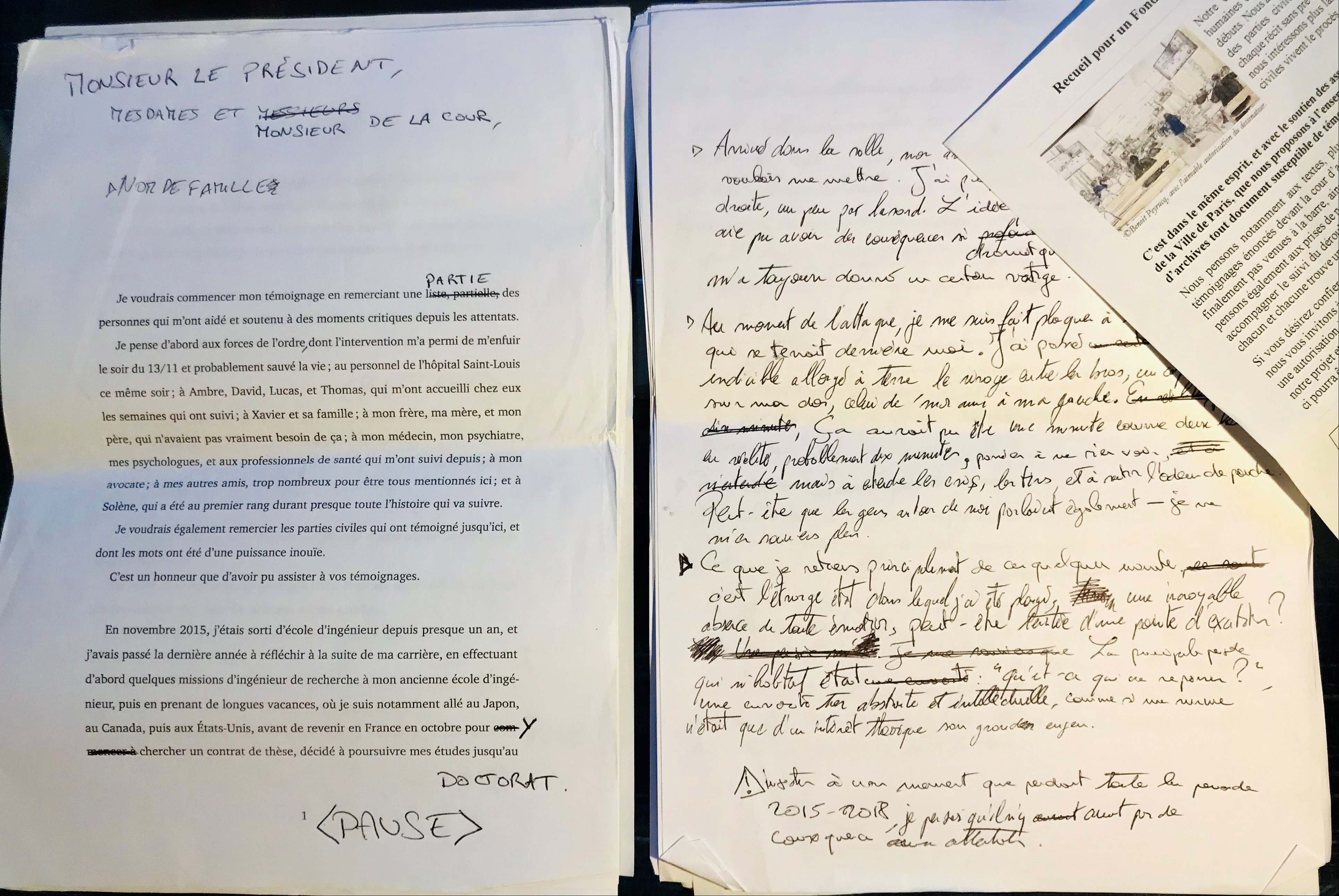 Témoignages et notes d’audiences d’une partie civile assistant au procès Témoignages et notes d’audiences d’une partie civile assistant au procès
