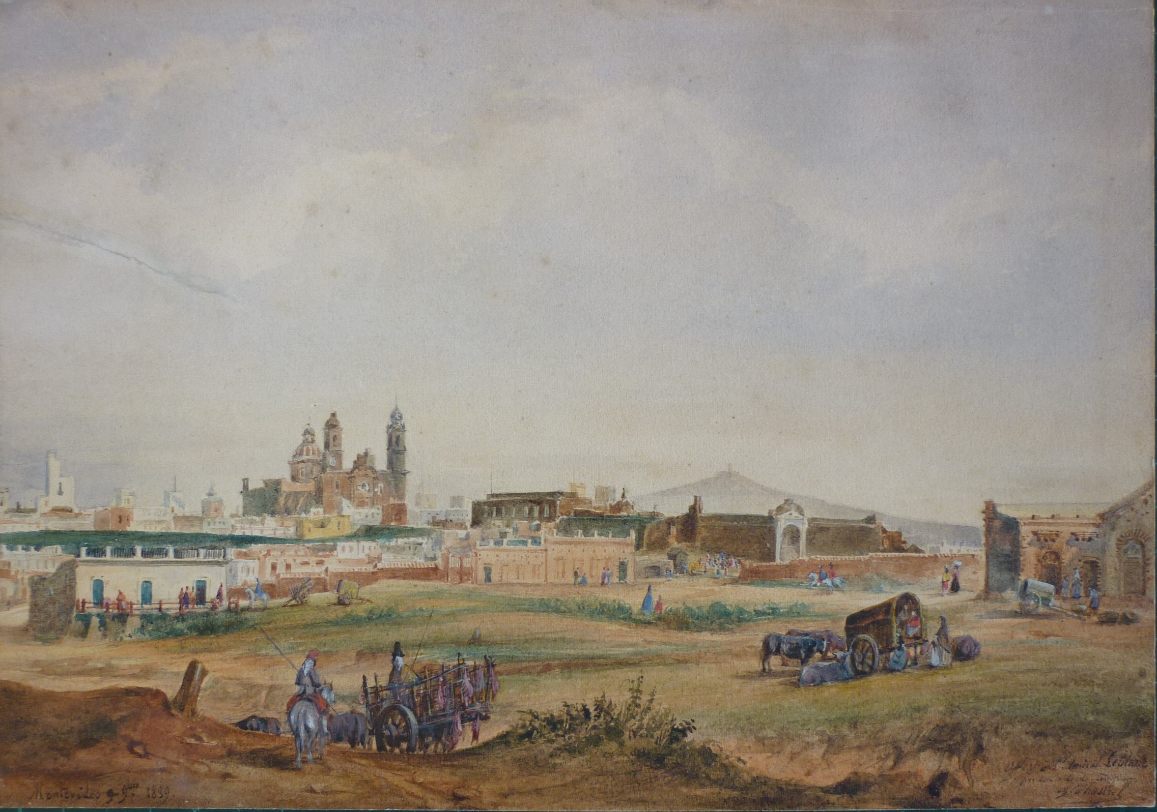 Vista de la Plaza Constitución con carretas, Adolphe D’ Hastrel, 1839. Acuarela. Dedicada al almirante Le Blanc, jefe de la escuadra francesa en Montevideo. Museo Histórico Cabildo Montevideo Vista de la Plaza Constitución con carretas, Adolphe D’ Hastrel, 1839. Acuarela. Dedicada al almirante Le Blanc, jefe de la escuadra francesa en Montevideo. Museo Histórico Cabildo Montevideo