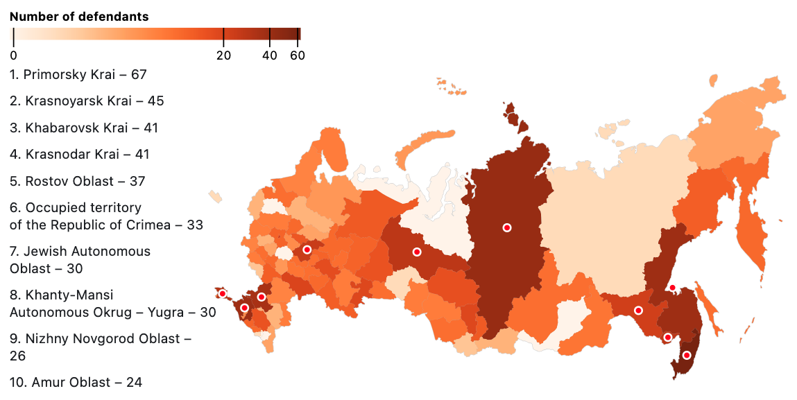 carte des répressions en Russie