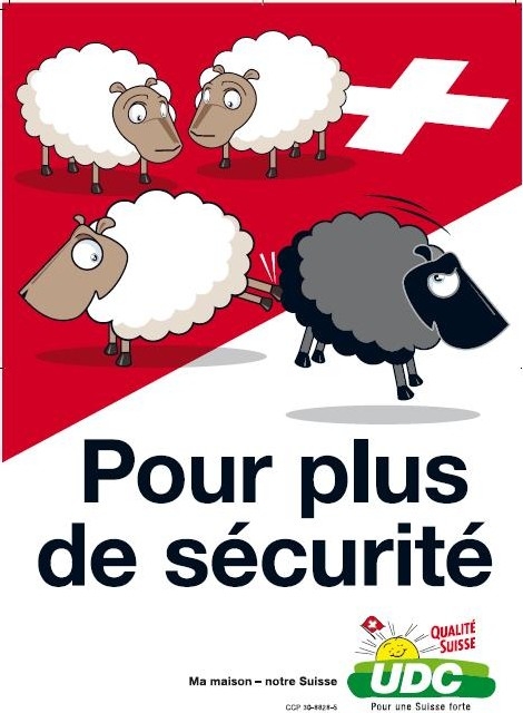 Poster for the Swiss popular initiative "For the Dismissal of Criminal Aliens (Removal Initiative)", launched on 10 July 2007 by the UDC. Poster for the Swiss popular initiative "For the Dismissal of Criminal Aliens (Removal Initiative)", launched on 10 July 2007 by the UDC.