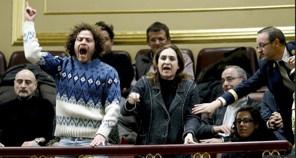 In February 2013, interruption of parliamentary order by two PAH activists, Ada Colau and Iván Ramírez