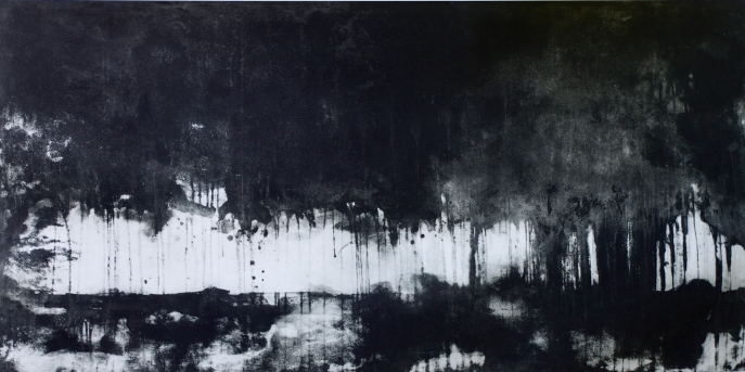 Emmanuel Gatti, Horizon. Gravure, morsure directe sur trame d’aquatinte, 5 ex., 230x130