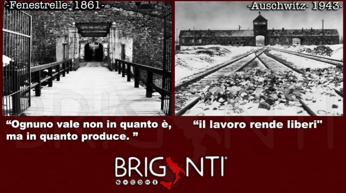 Variazioni iconografiche del “genocidio dei meridionali” : Fenestrelle come Auschwitz, foto Facebook/gp@o.Briganti.o