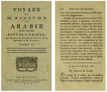 Voyage de M. Niebuhr en Arabie et en autres pays d’Orient, avec l’extrait de la description de l’Arabie & des observations de Mr. Forskal, t. II, Librairies associées, 1780. Voyage de M. Niebuhr en Arabie et en autres pays d’Orient, avec l’extrait de la description de l’Arabie & des observations de Mr. Forskal, t. II, Librairies associées, 1780.