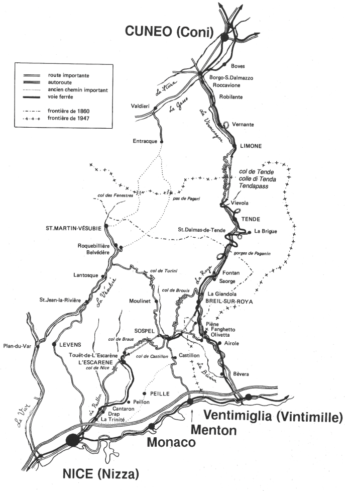 Carte des réseaux de transports dans la Roya Carte des réseaux de transports dans la Roya