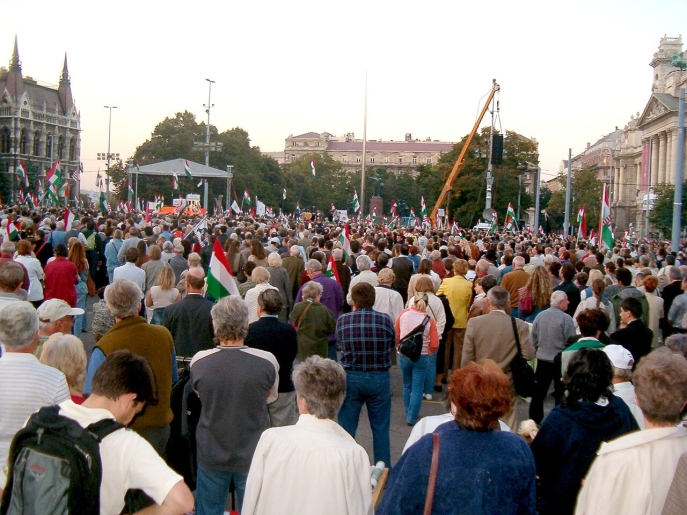 photo d'un foule de dos lors d'une manifestation