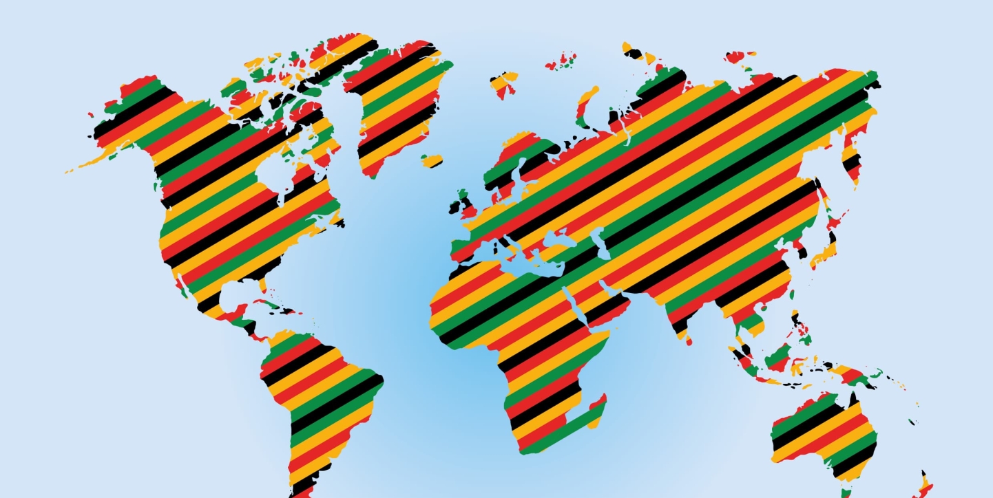 carte du monde aux couleurs de la jamaique
